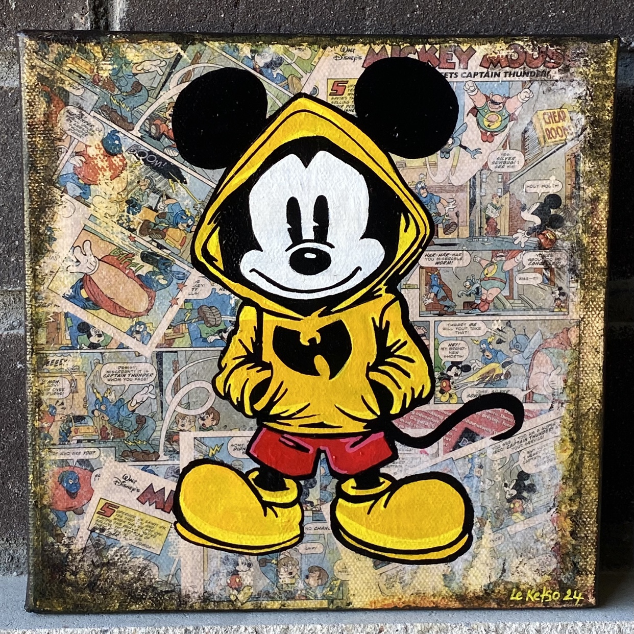 Mickey Mouse - Wu Tang, Canvas hand painting art. 8x8 inch thumbnail
