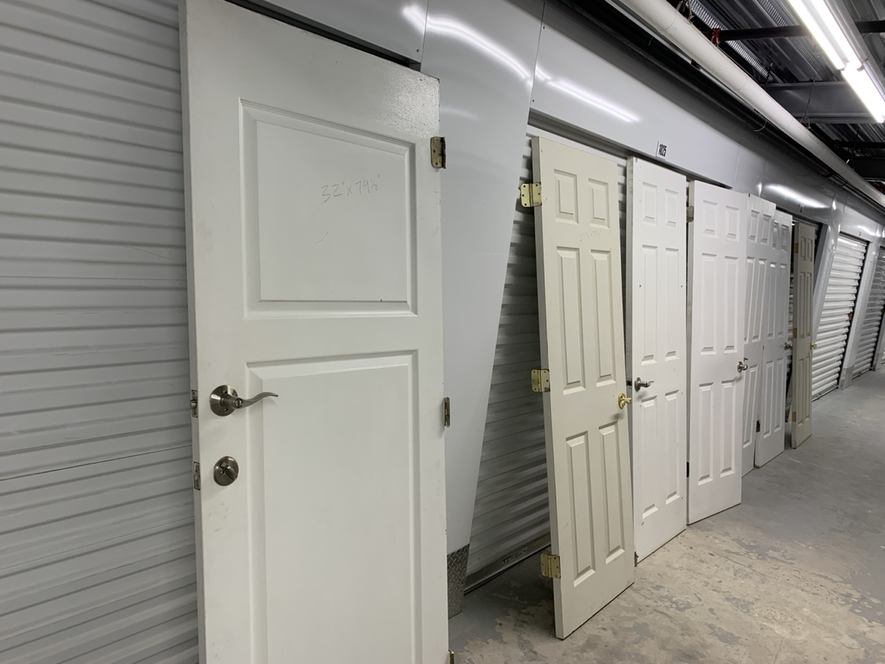 White 6 panel hollow core Interior doors qty 7 various widths