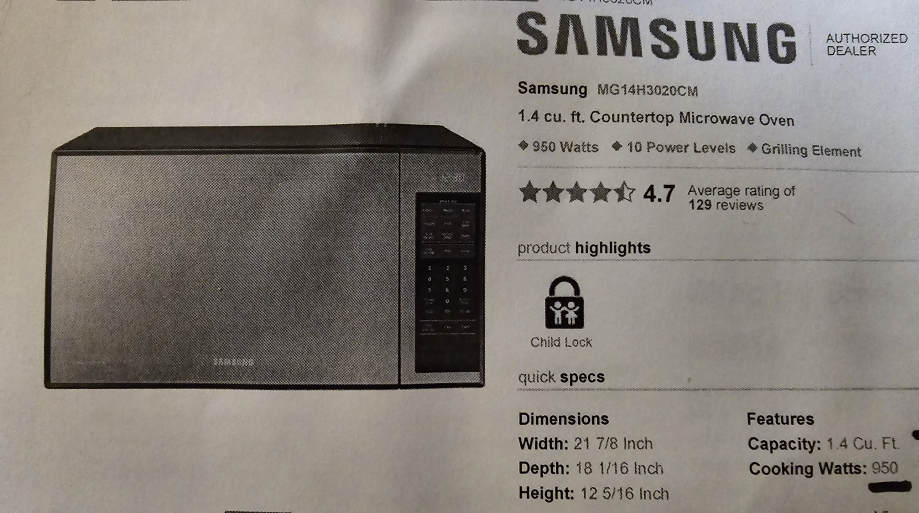 SAMSUNG MICROWAVE For Sale - photo 3