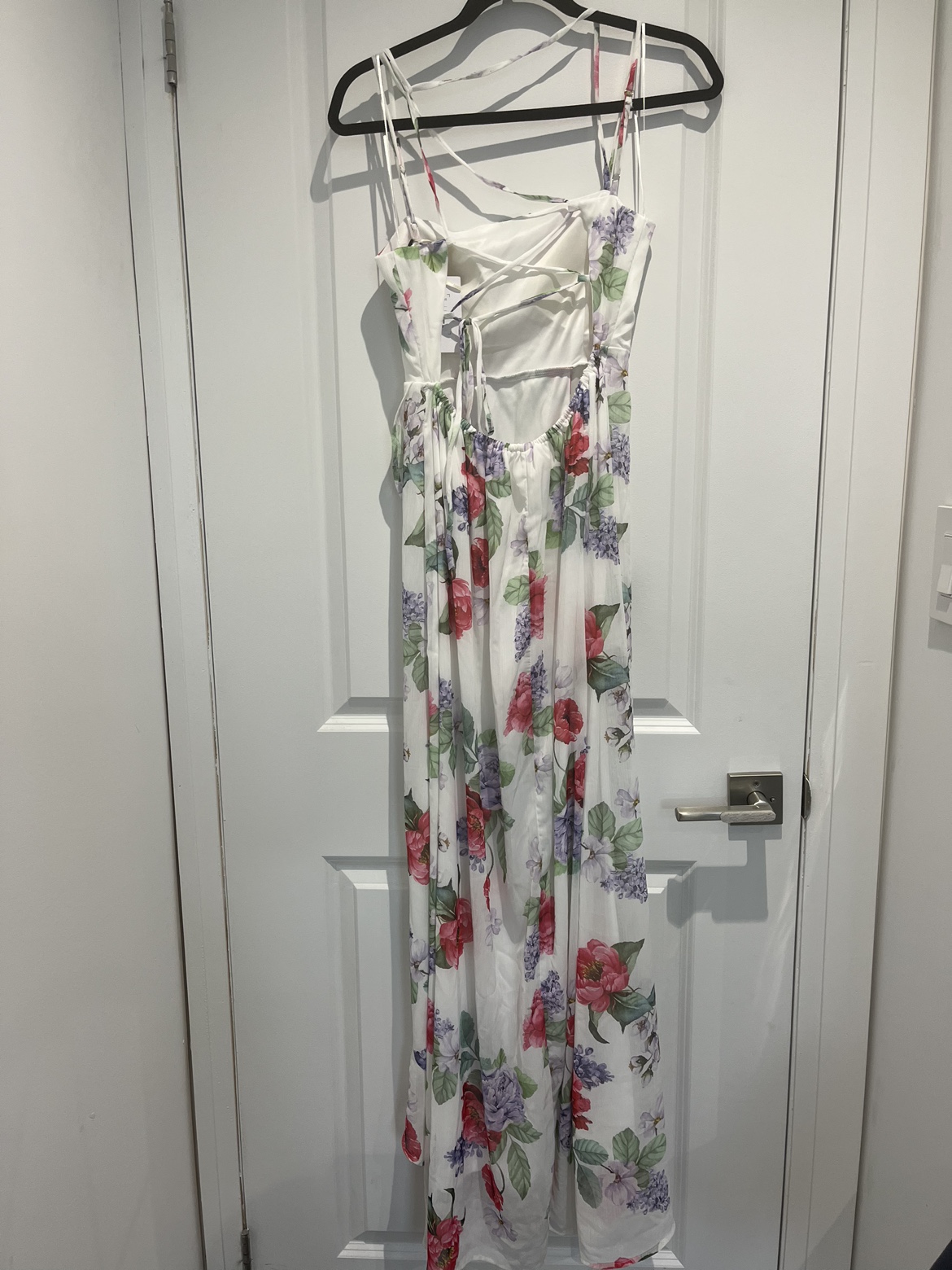 White floral print high low dress image indicator(2)