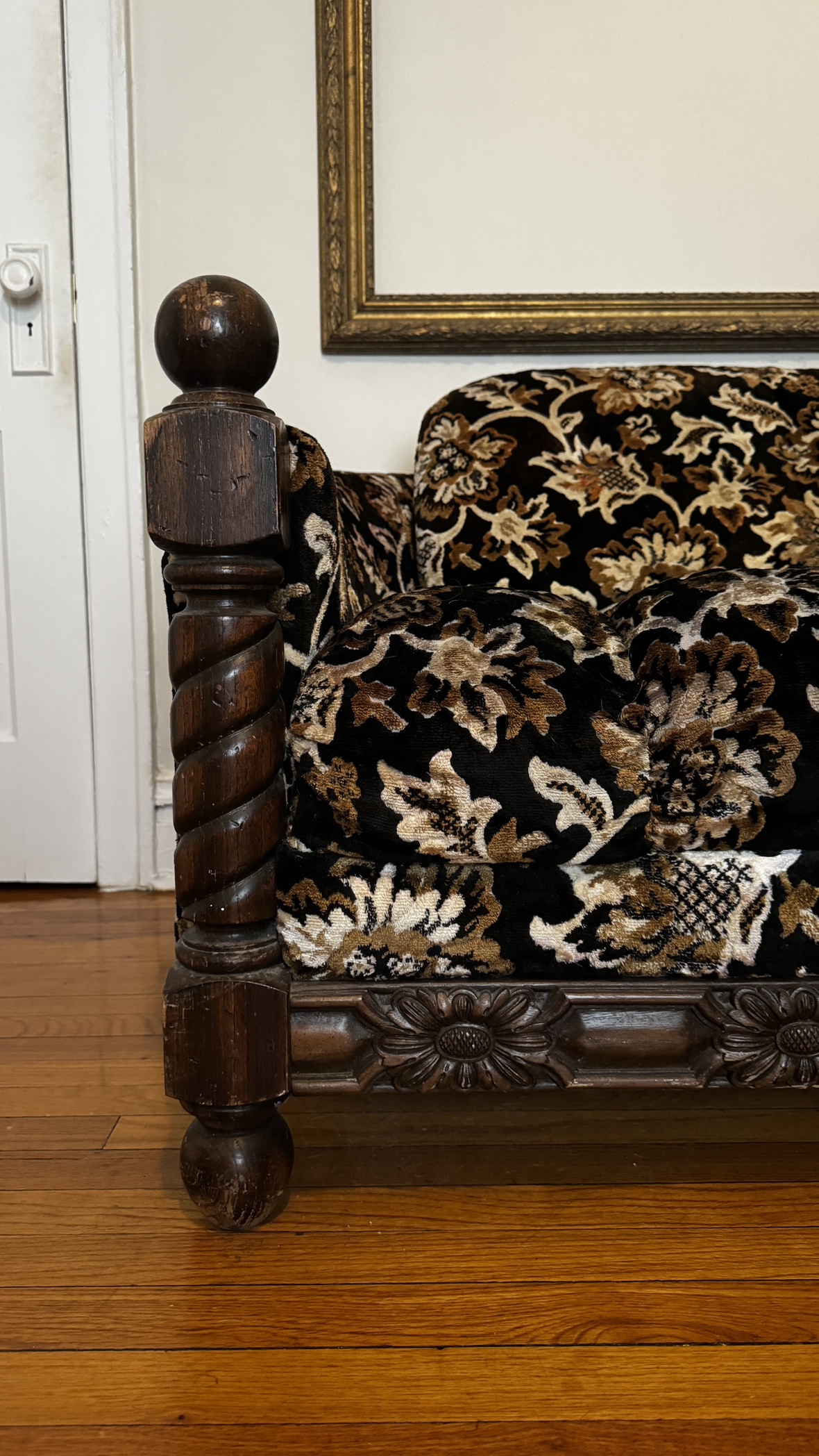 Vintage floral sofa carved