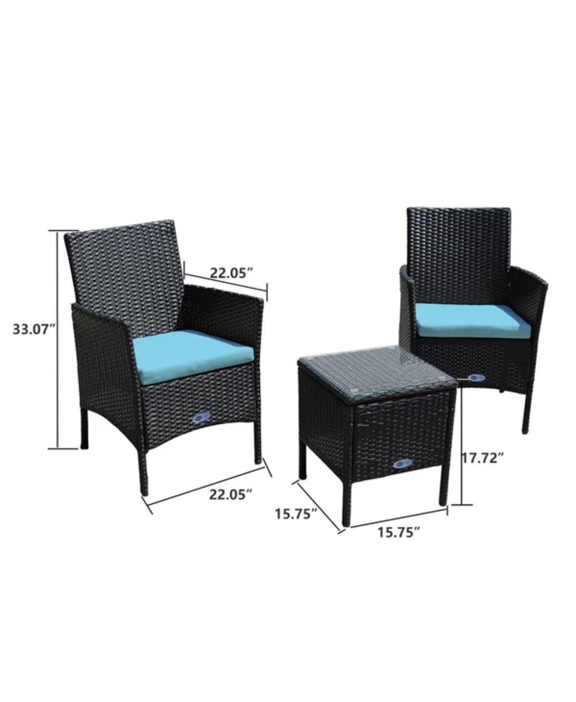 Balcony patio 3 piece set chairs & table - photo 3
