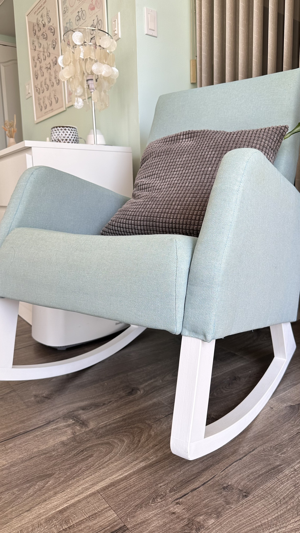 Teal and White Wooden Rocking Chair - photo 3