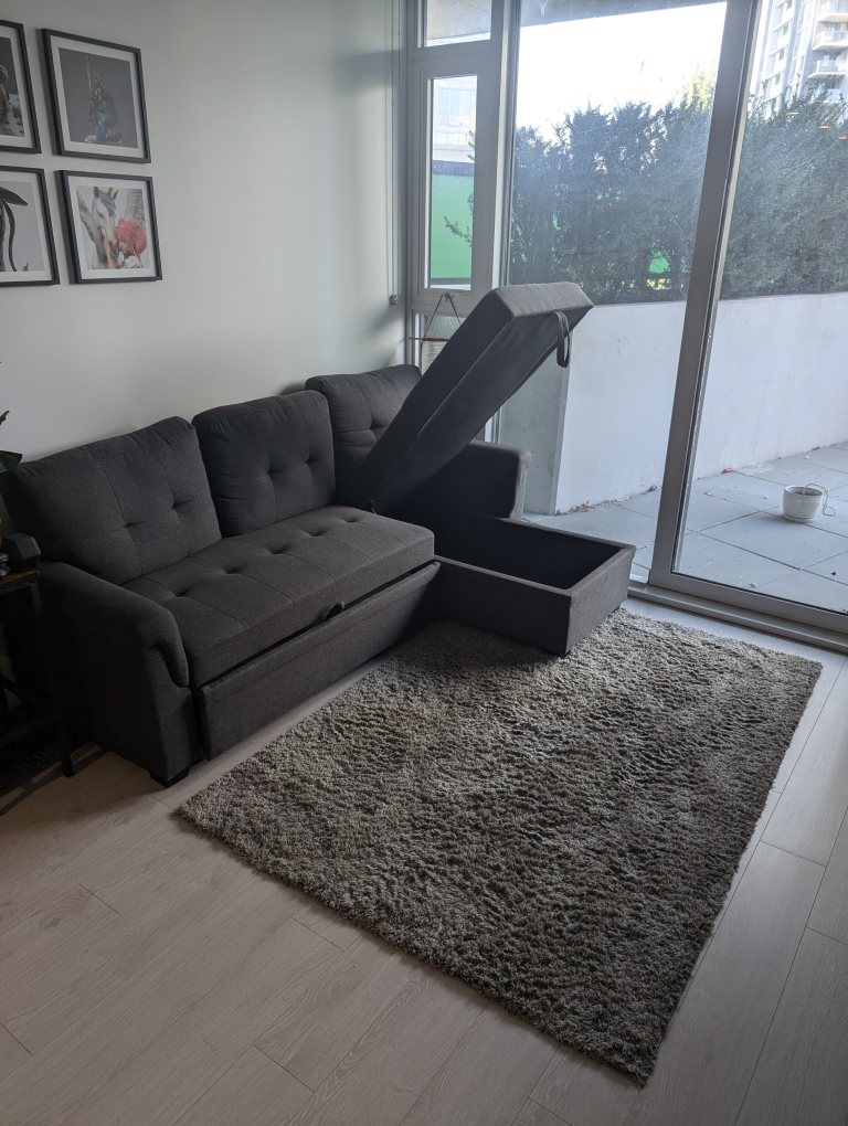 New Dark gray sofa bed pull-out and storage. - photo 2