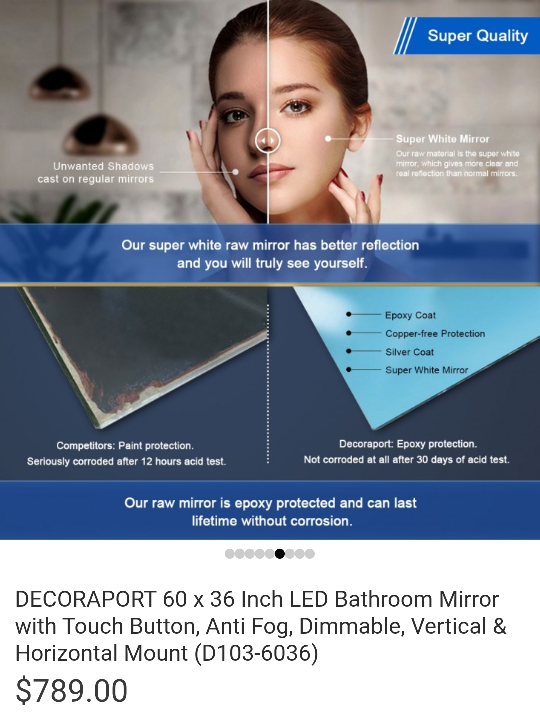 DECORAPORT 60 x 36 Inch LED Bathroom Mirror image indicator(2)