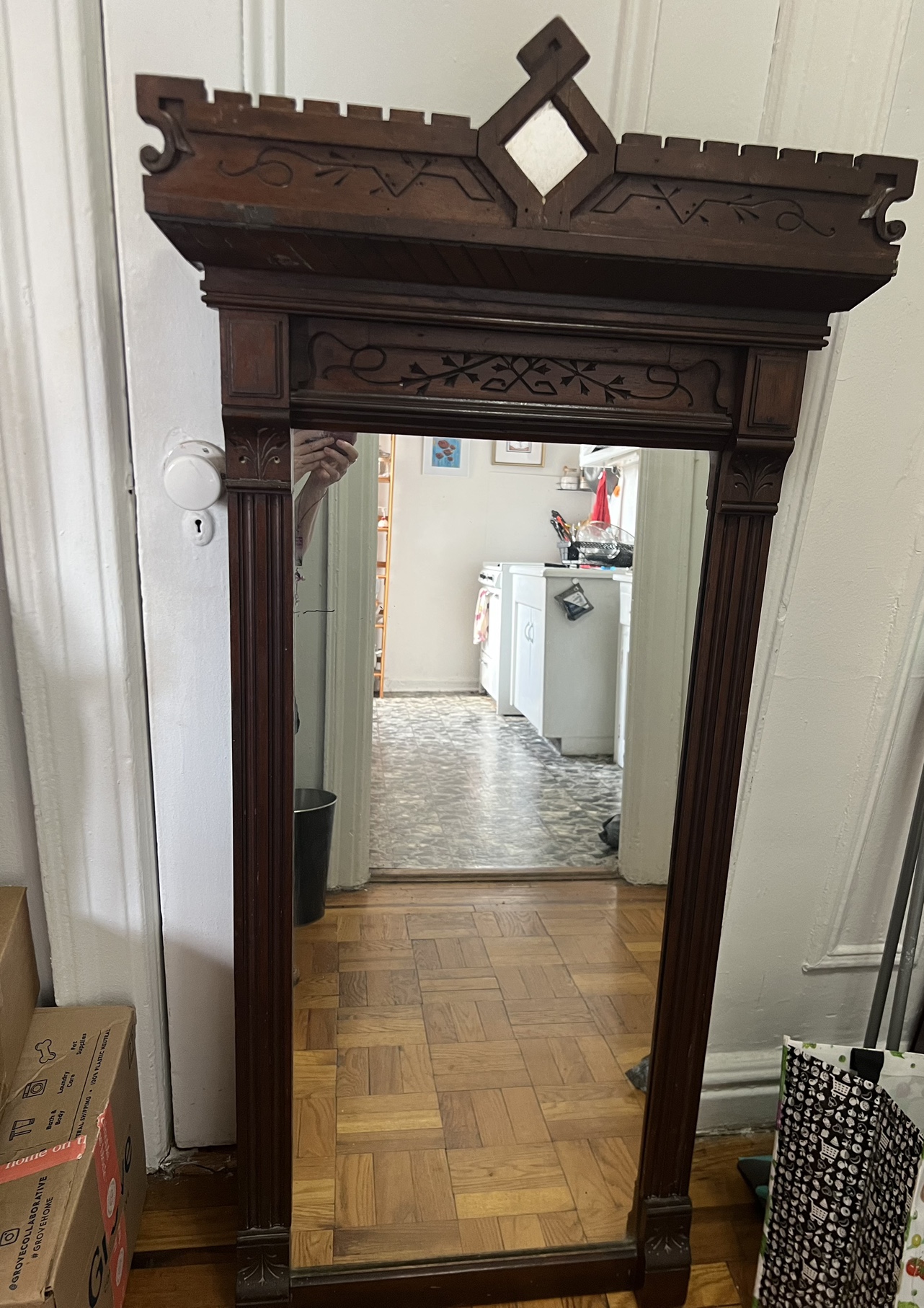 Antique wooden carved mirror