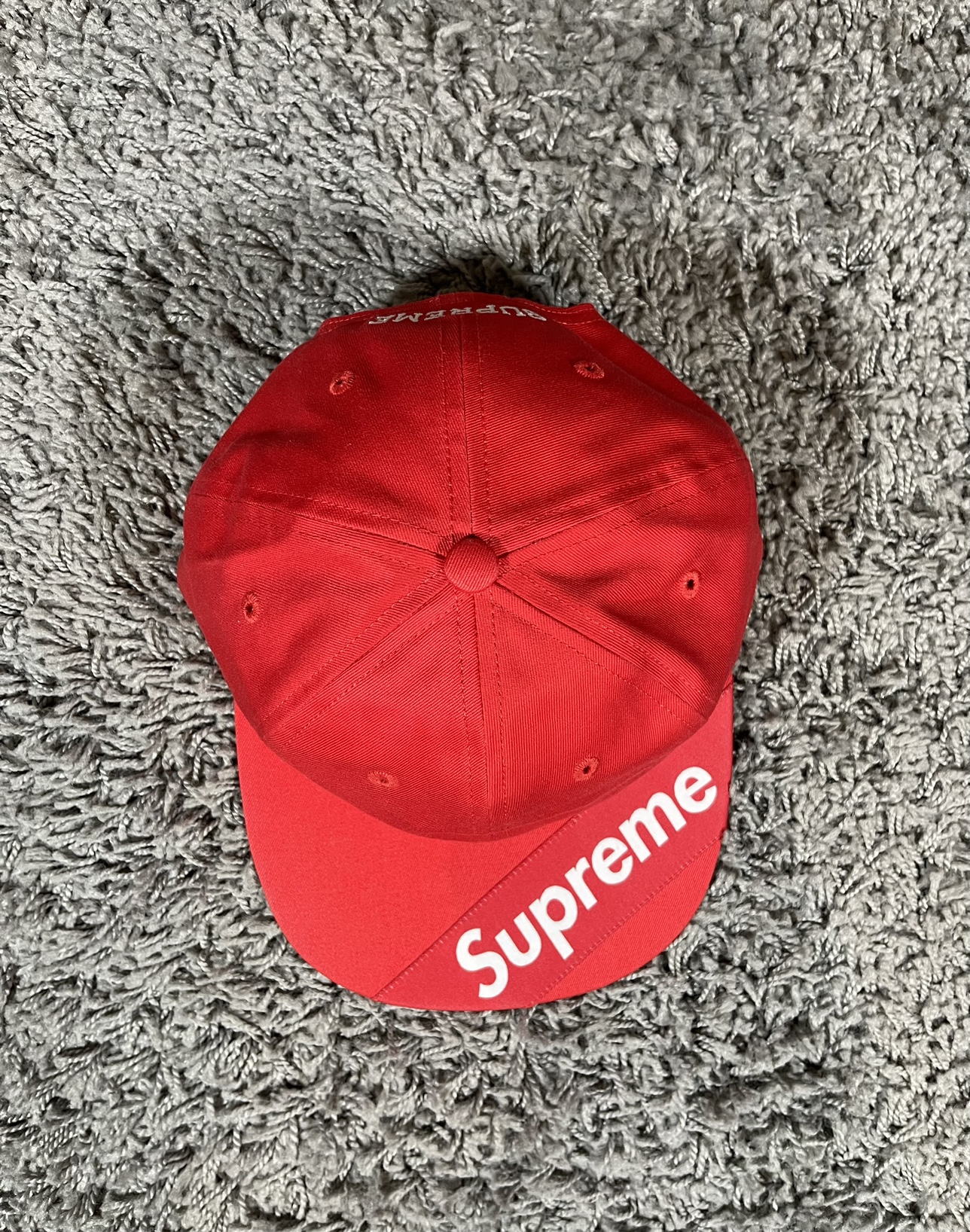 2018SS Supreme Visor Label 6-Panel Camp Cap Hat Red thumbnail