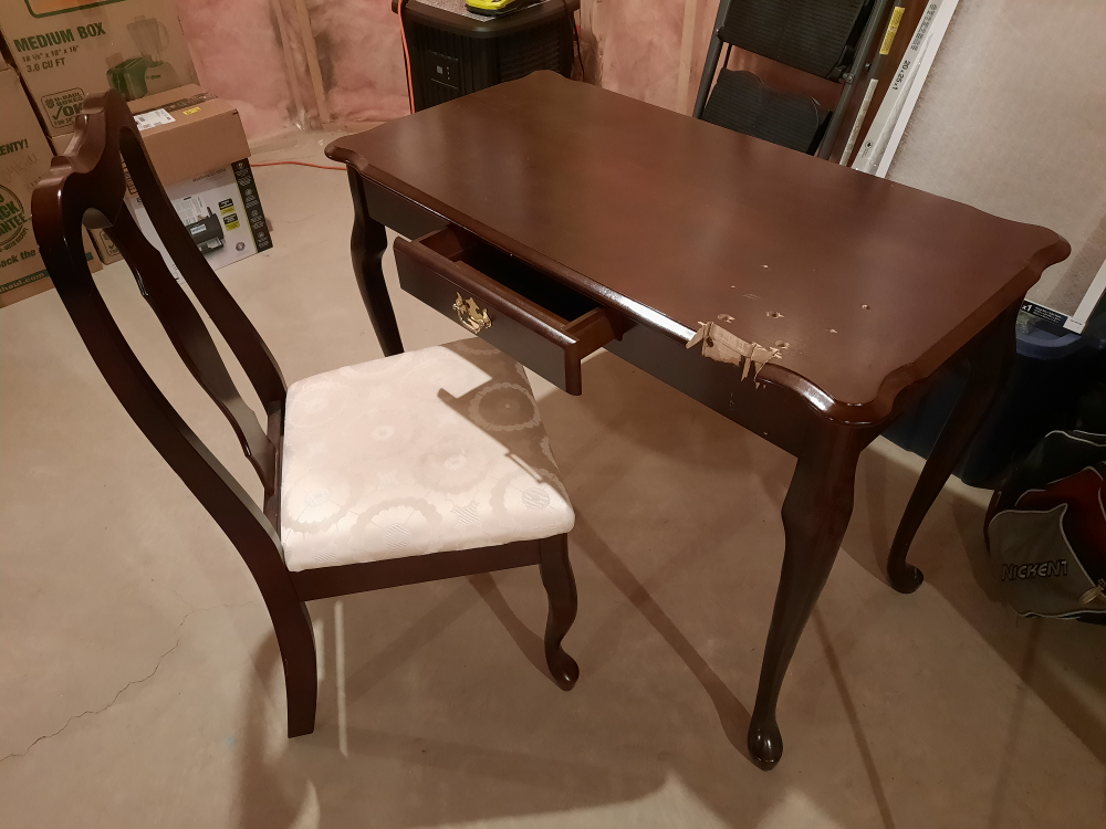 Free desk and a chair. Must take both. thumbnail