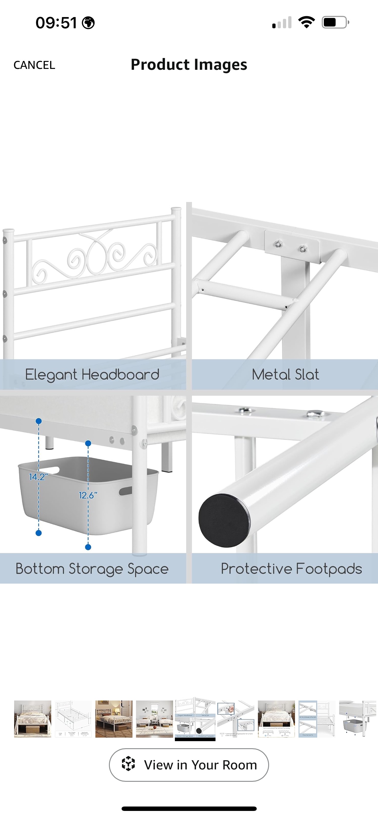 Ikea Yaheetech Metal Bed Twin Size  +  morgedal foam - photo 3