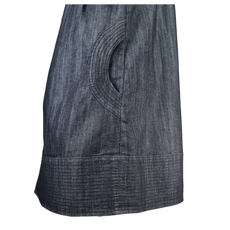 Women's Dark Denim Babydoll Dress with Large Buttons and Pockets - photo 5