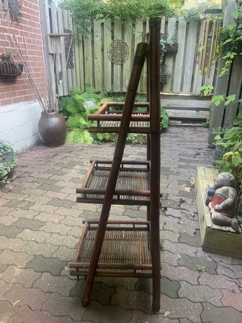 Vintage bamboo tiered foldable shelf image indicator(2)