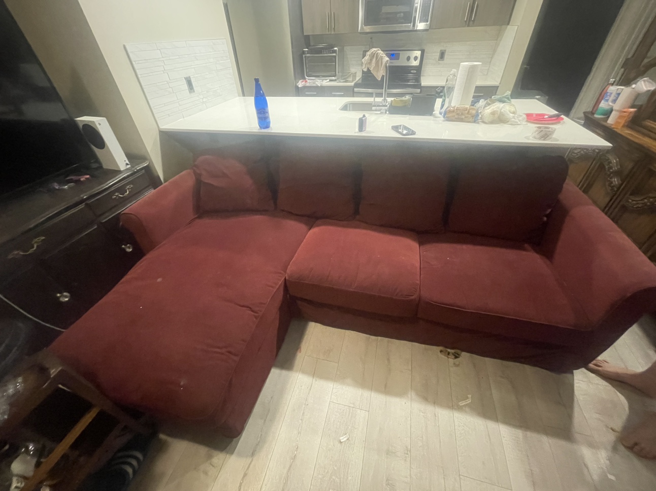 Red Velvet IKEA Couch (open to offers) - photo 2