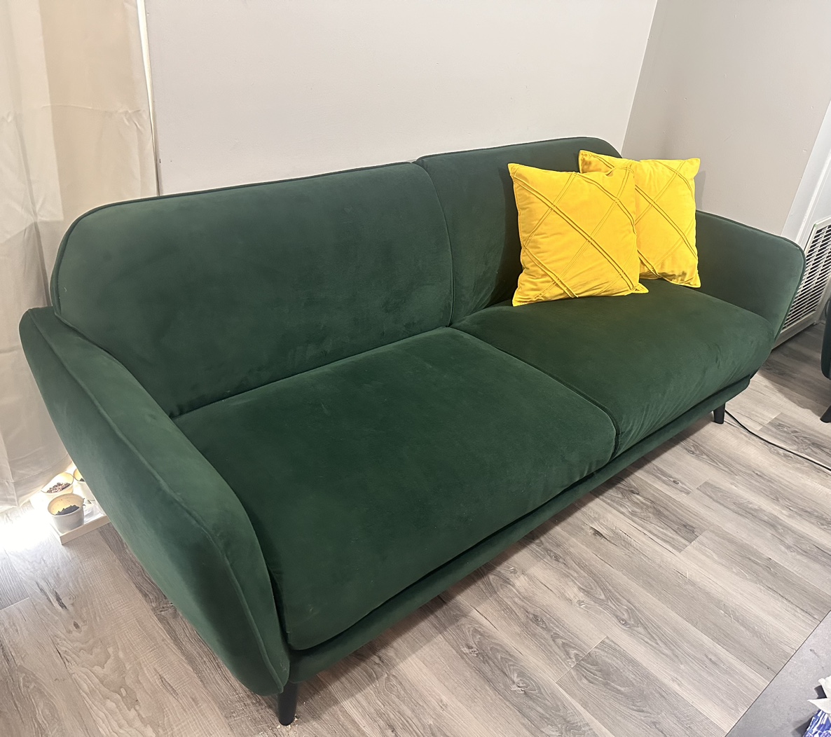 Green Velvet Couch 3-Seater & Loveseat