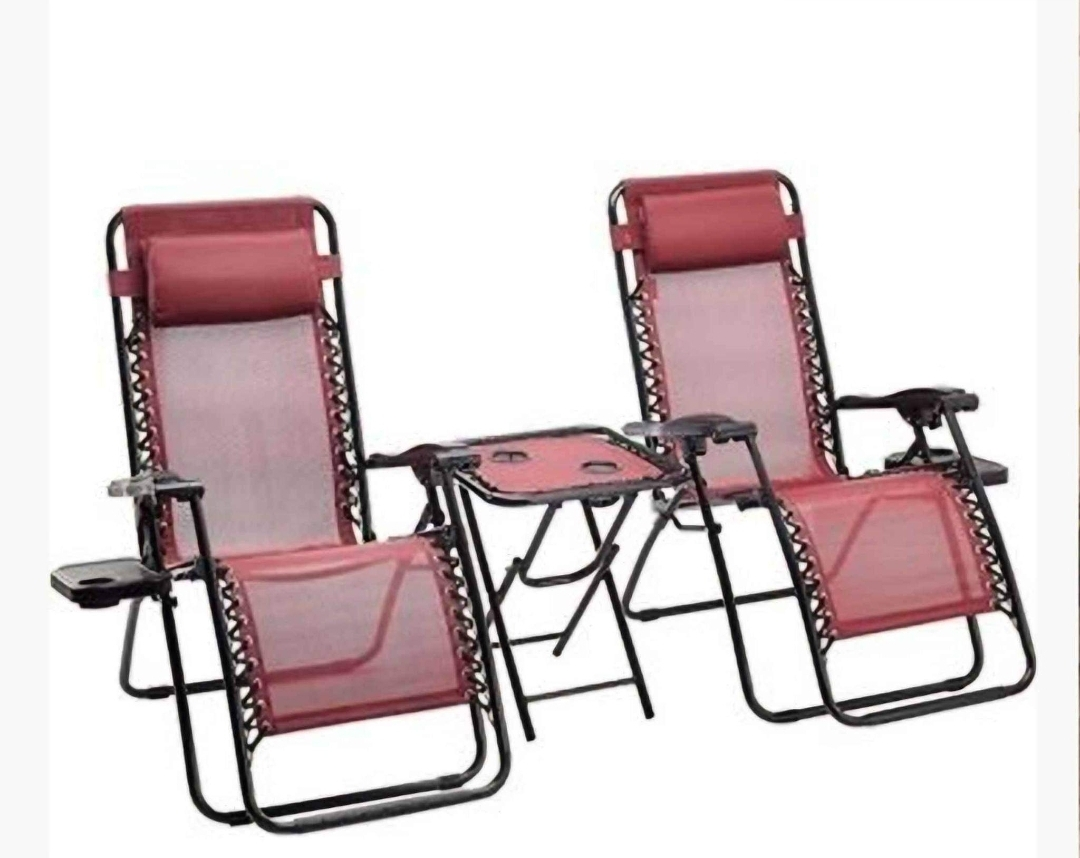 2 Zero Gravity Chairs And side table