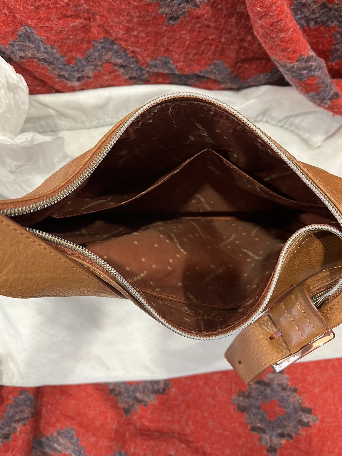 Vintage Longchamp Leather Crossbody Bag! image indicator(4)