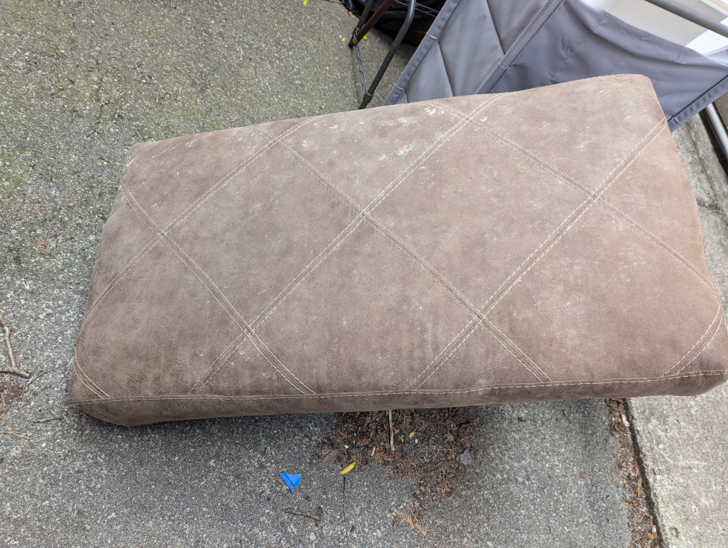 beige suede ottoman with storage - photo 5