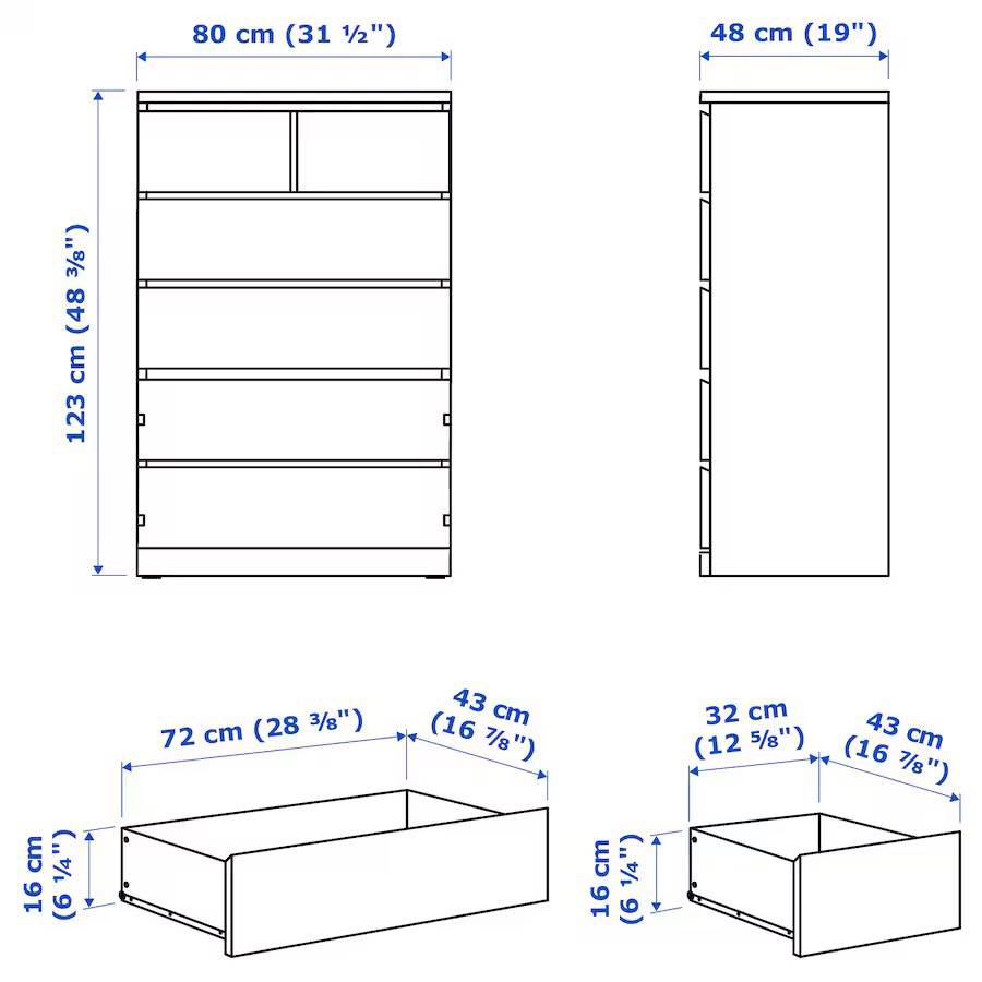 Ikea Malm 6 Drawer Chest - White - photo 2