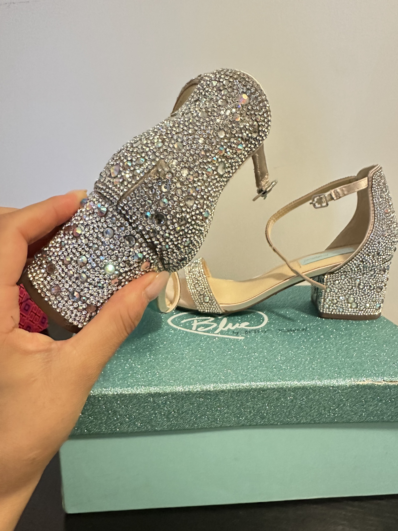 Size 8 Betsey Johnson Heels crystal brand new silver multi - photo 3