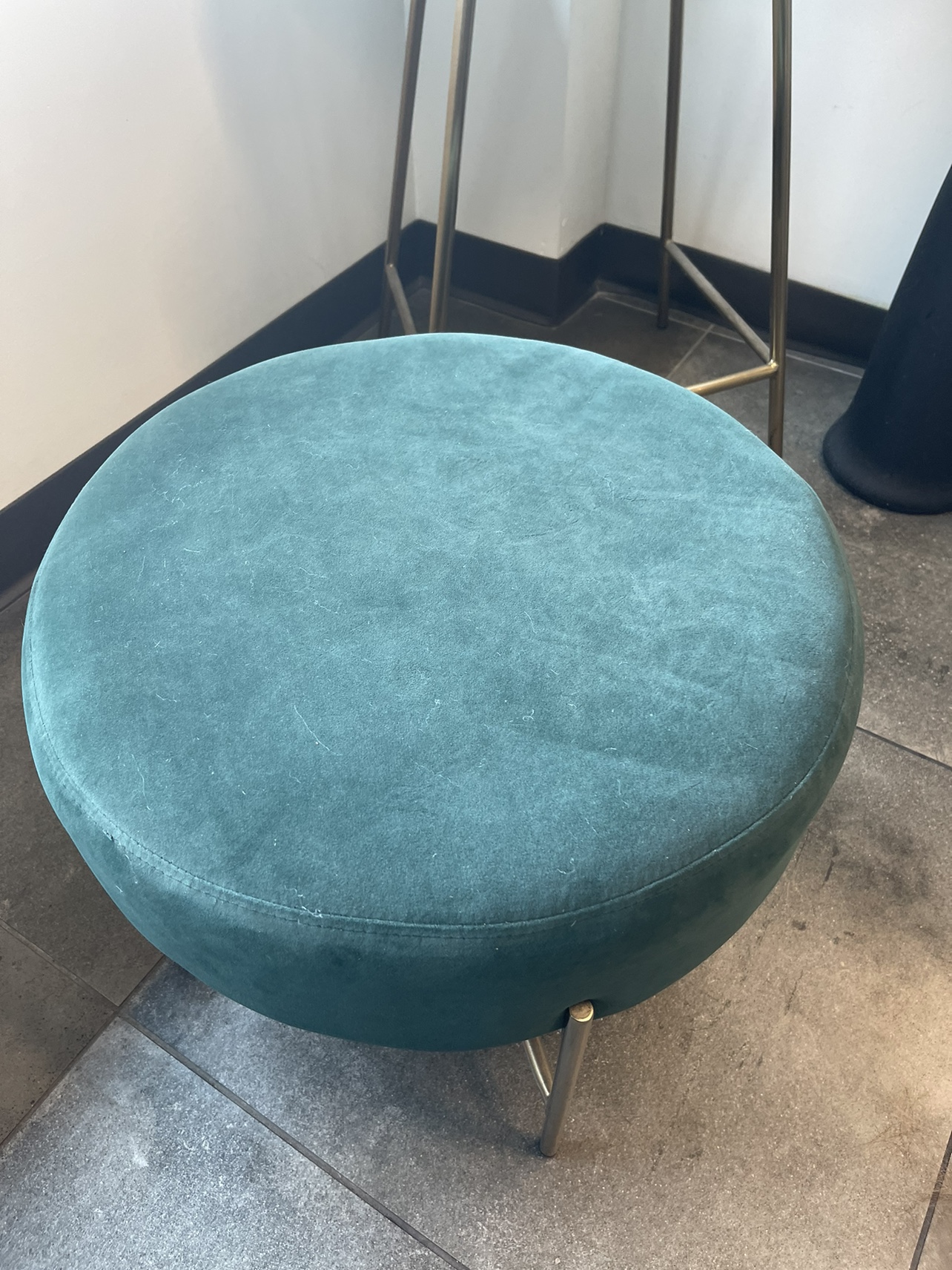 Green Velvet Bar Stool and Ottoman - photo 2