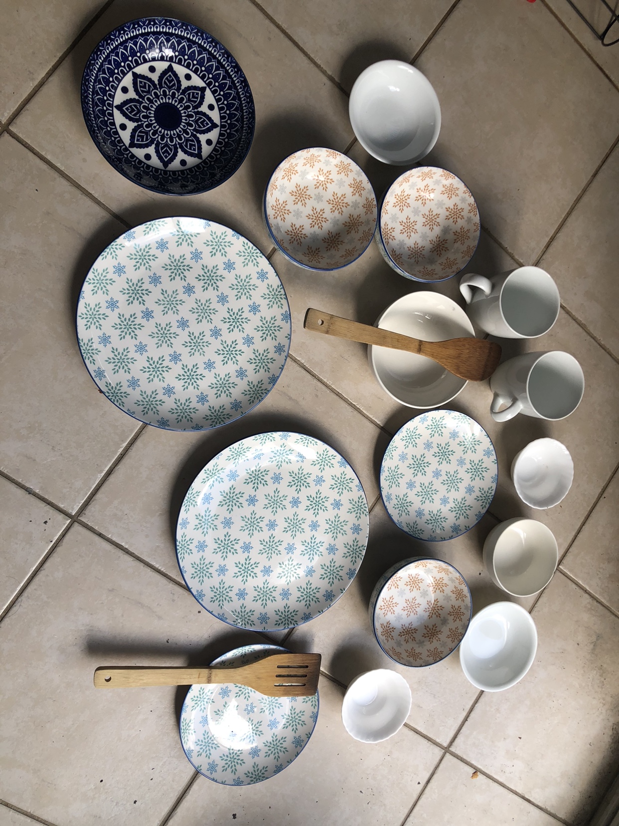 Dinner plates bowls and cups