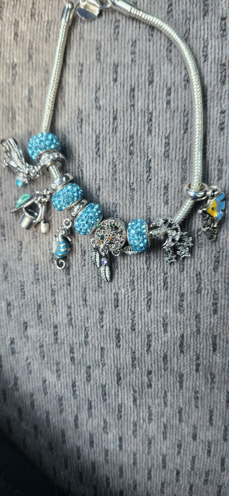 Beautiful Rhinestones sea creatures Charm Bracelet