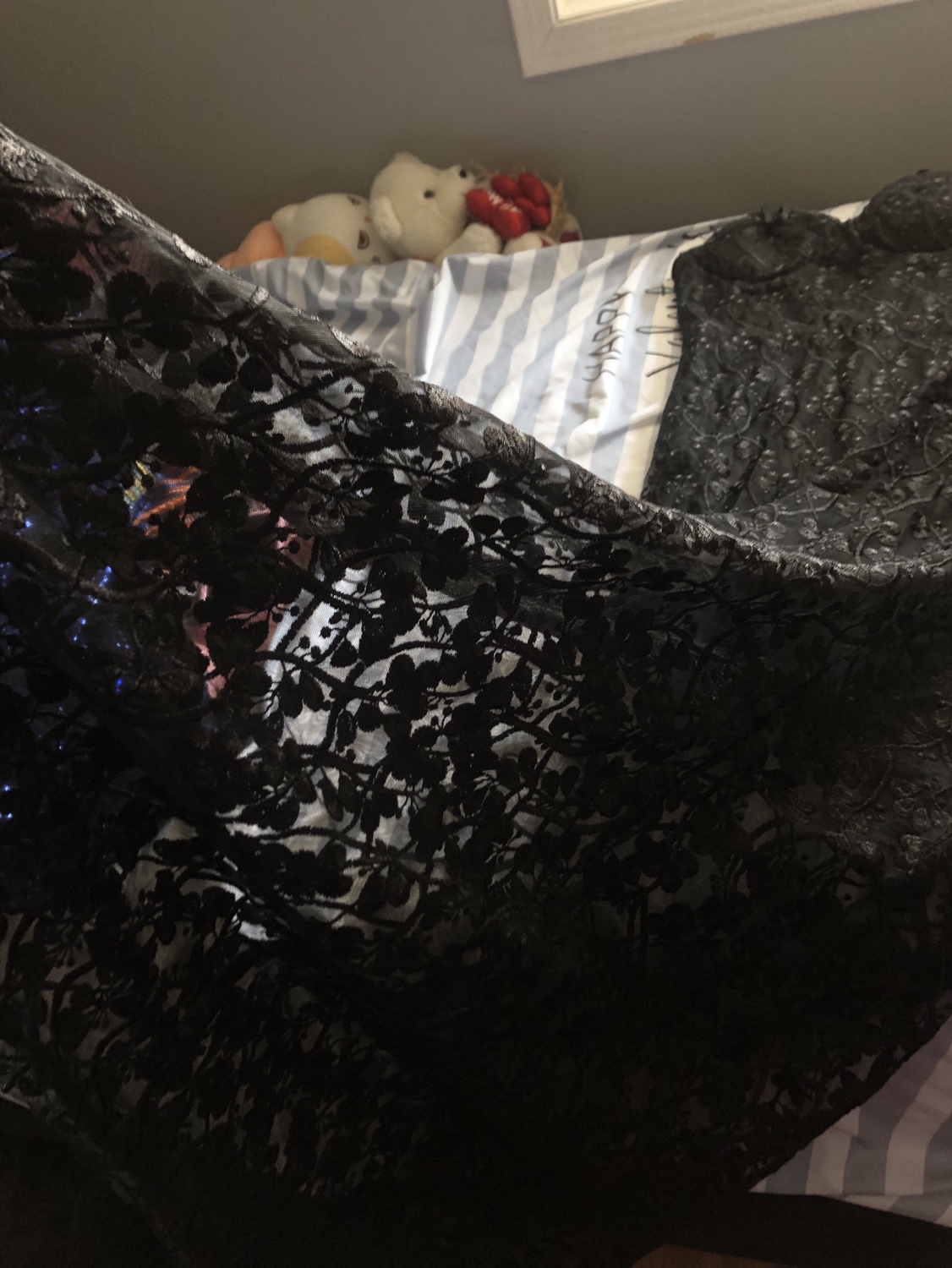 Black long lace prom/wedding dress M size image indicator(4)