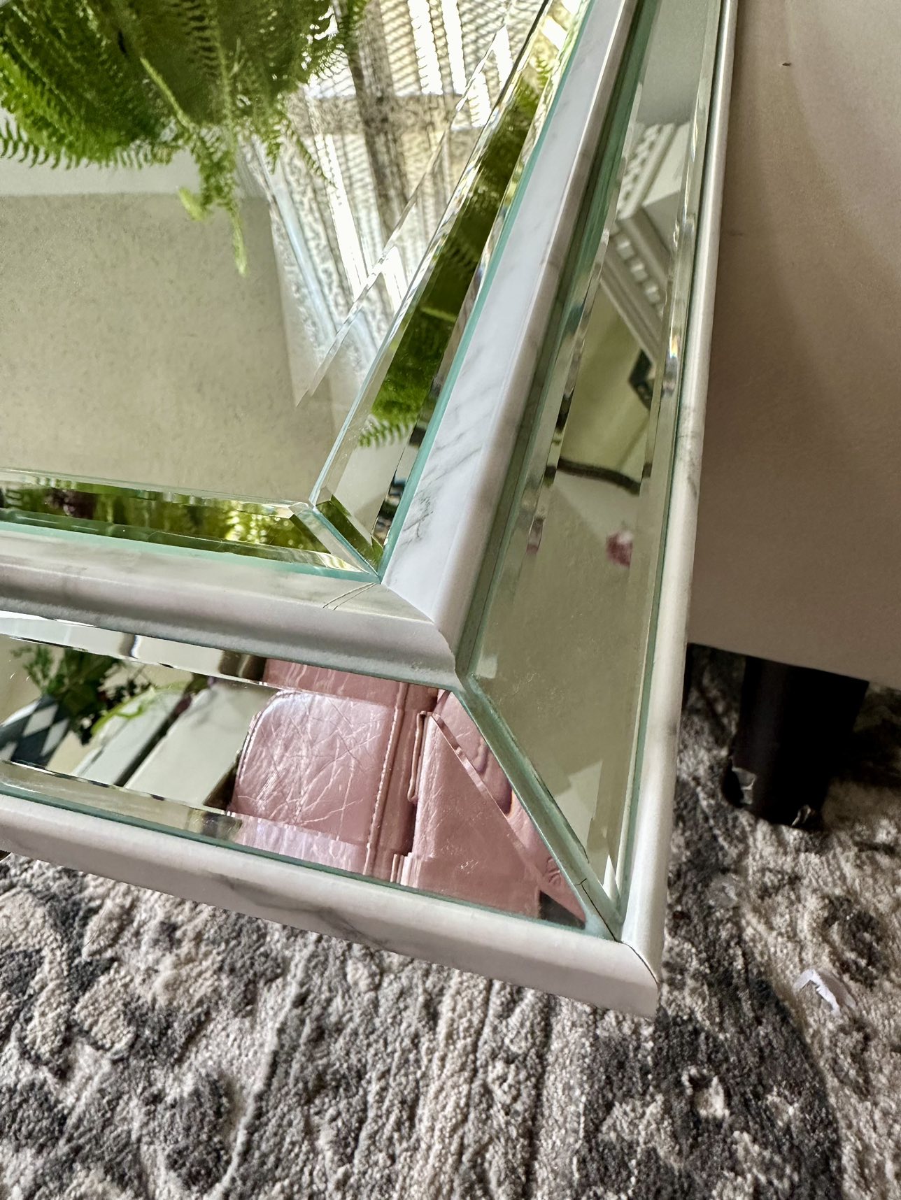 Beautiful Chic Beveled Glass Accent Mirror w/Faux Marble Trim - photo 3