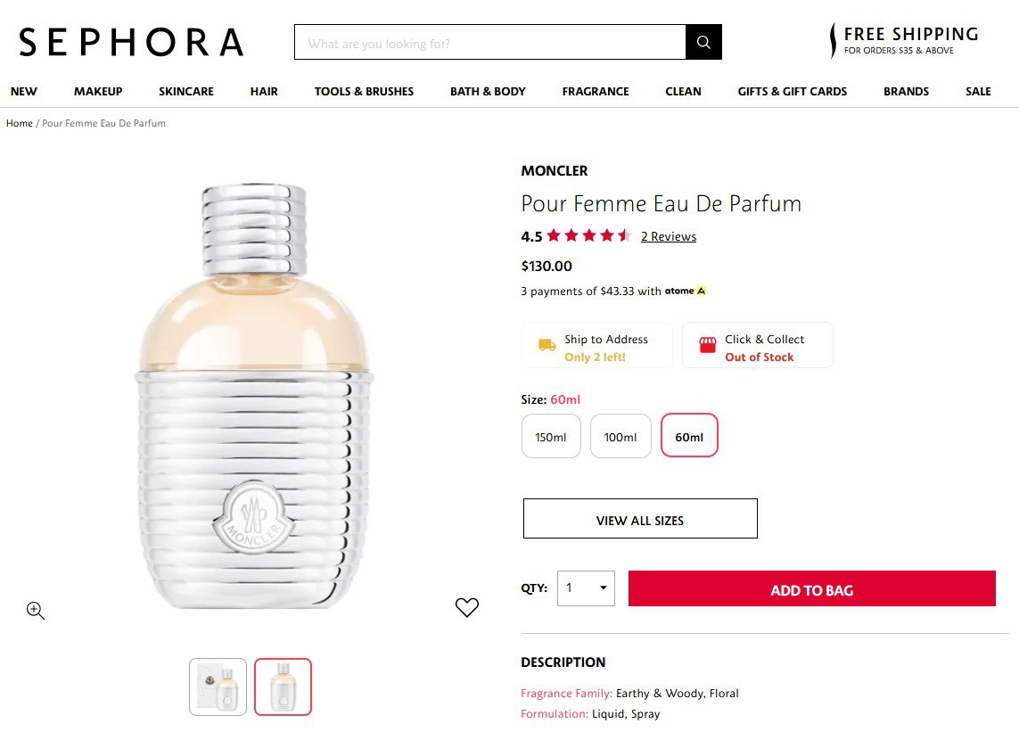 Moncler pour femme eau de parfume 60ml brand new sealed - photo 3