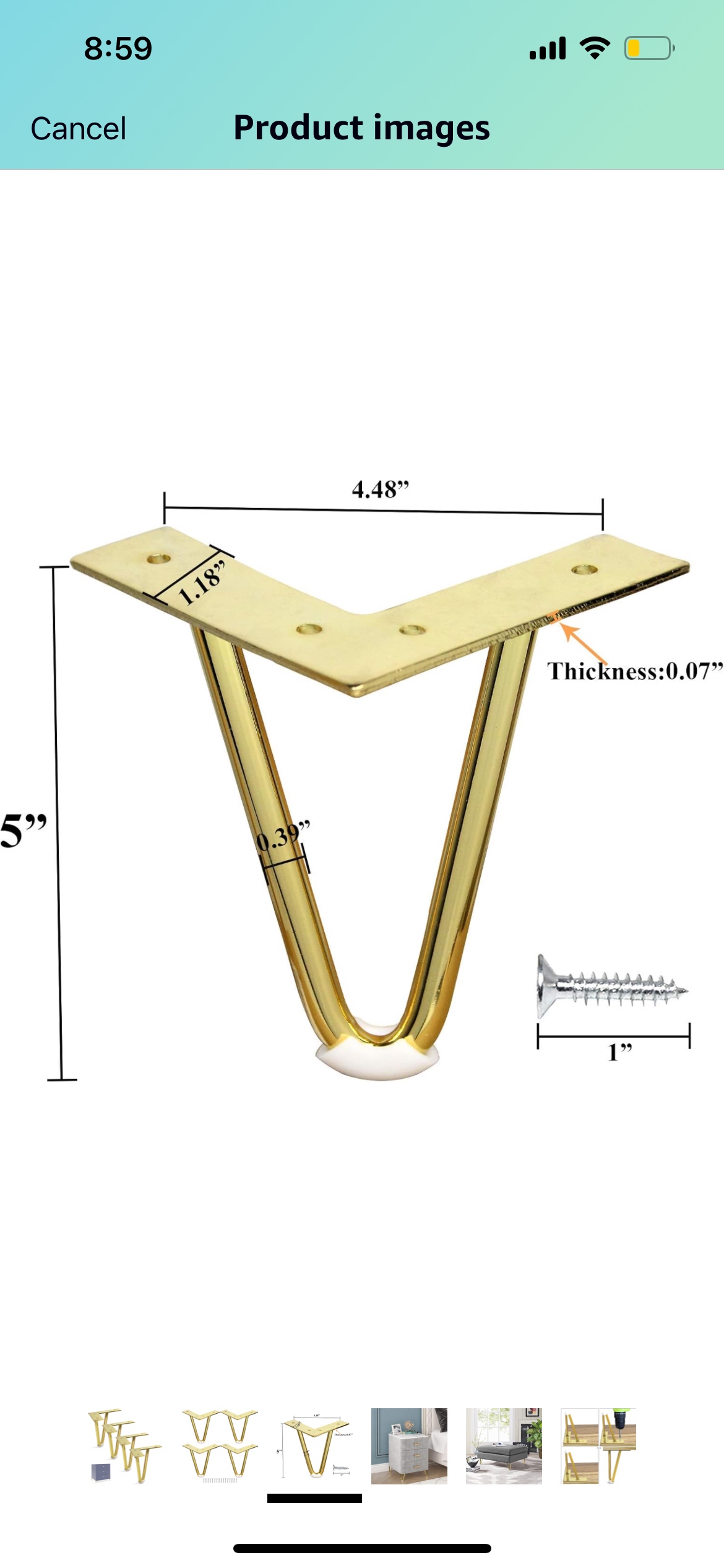 Gold Hairpin Furniture Legs - photo 2