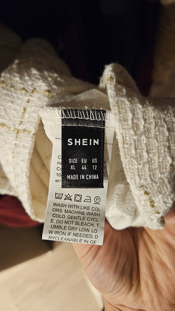 SHEIN Frenchy Plaid Single Breasted Tweed Overall Dress White/XL image indicator(5)