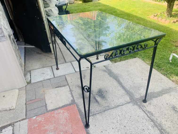 wrought iron glass table top