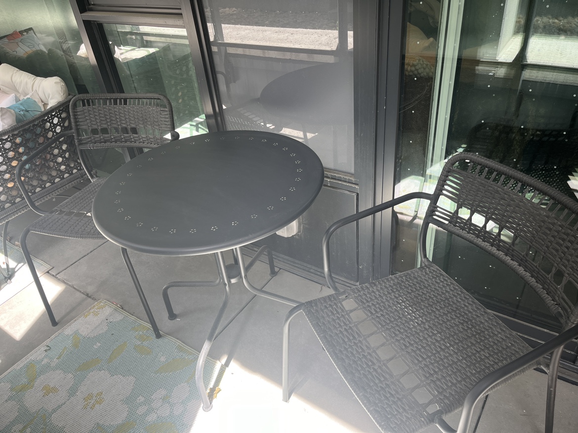 Bistro patio table and chairs