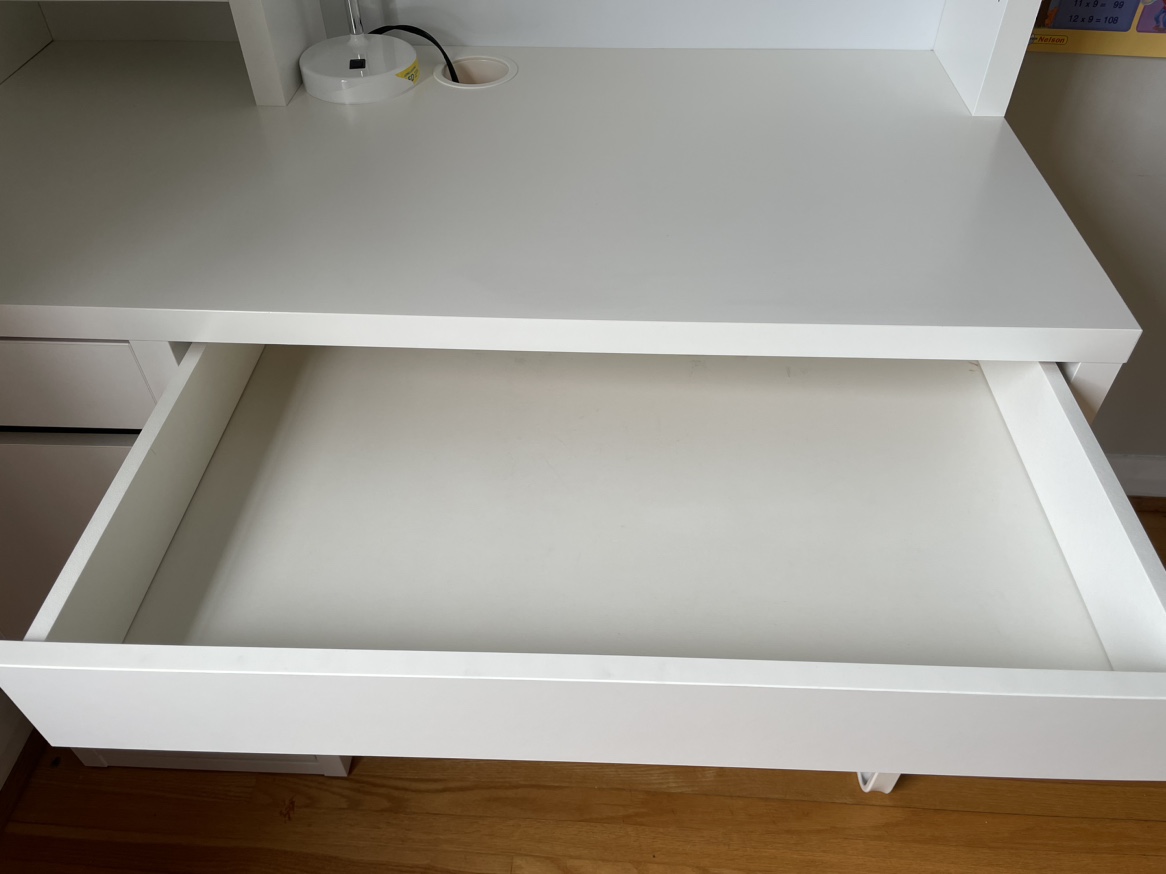 Moving Sale / White MICKE IKEA desk with chair image indicator(6)