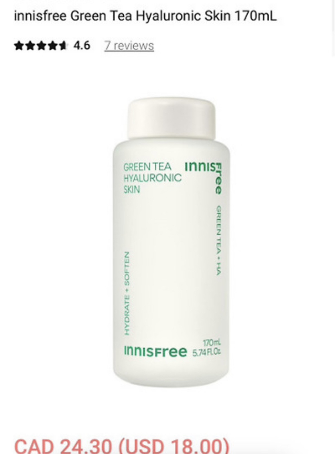 innisfree Green Tea Hyaluronic Skin