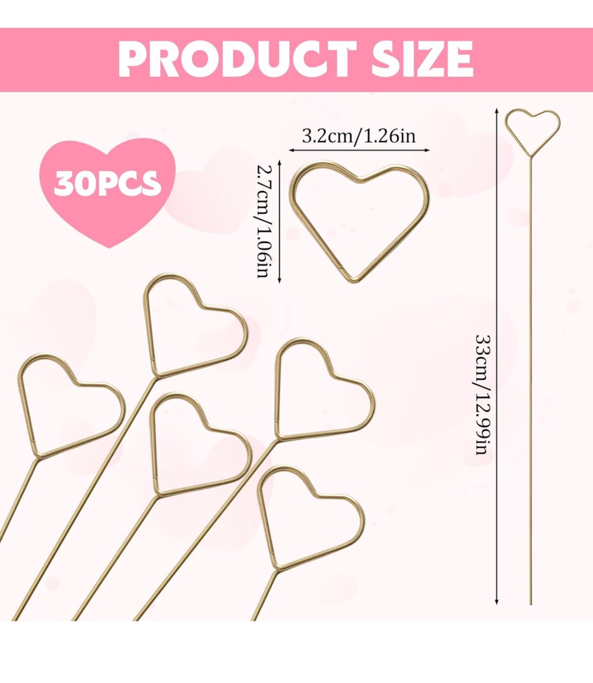 New 30Pcs Heart Floral Place Card Holders, Metal Wire Floral Pic image indicator(2)