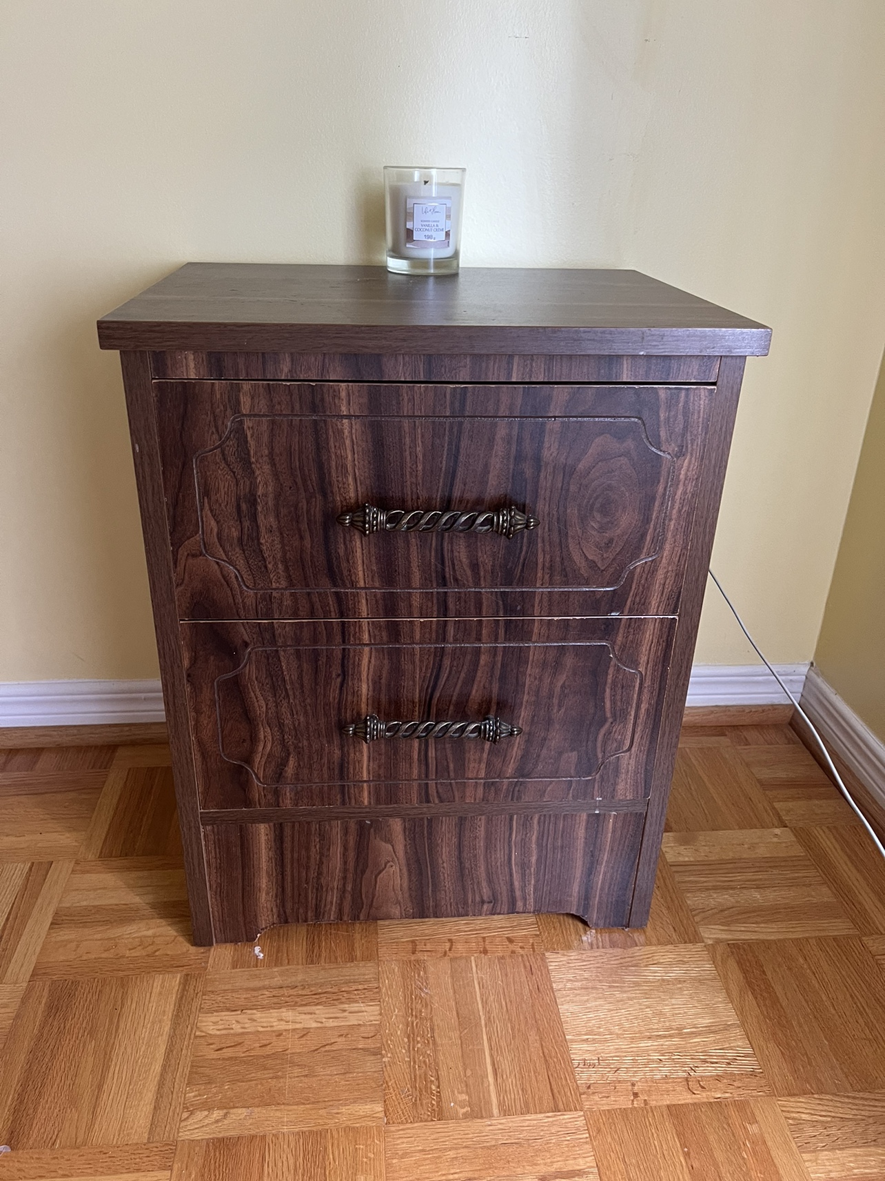 Wooden Nightstand with Two Drawers
