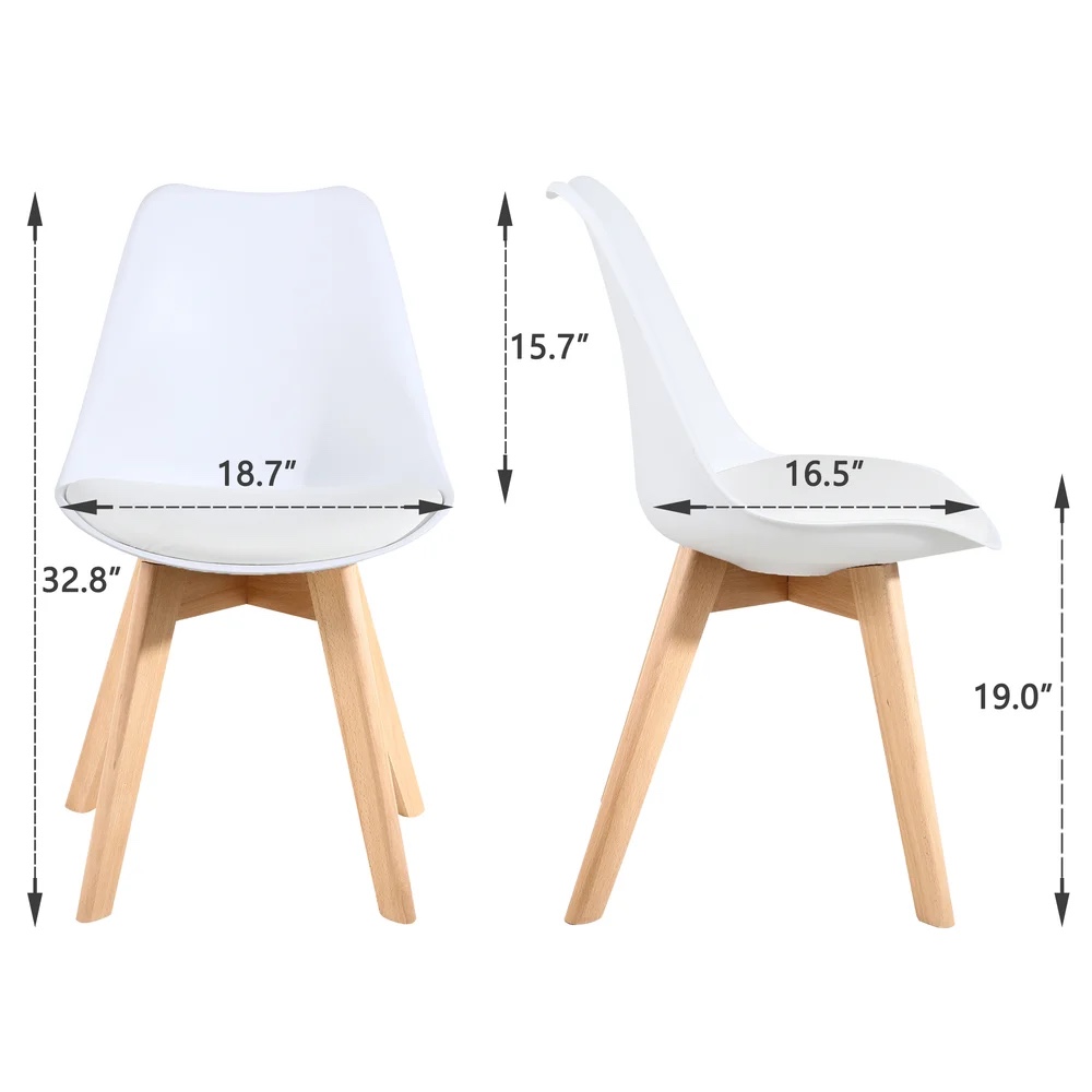 2 White chair - soft leather padded and wooden legs - photo 2