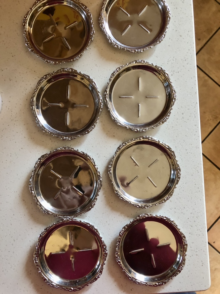 8 Italian Vintage - Midcentury Modern Stainless Steel Coasters image indicator(2)