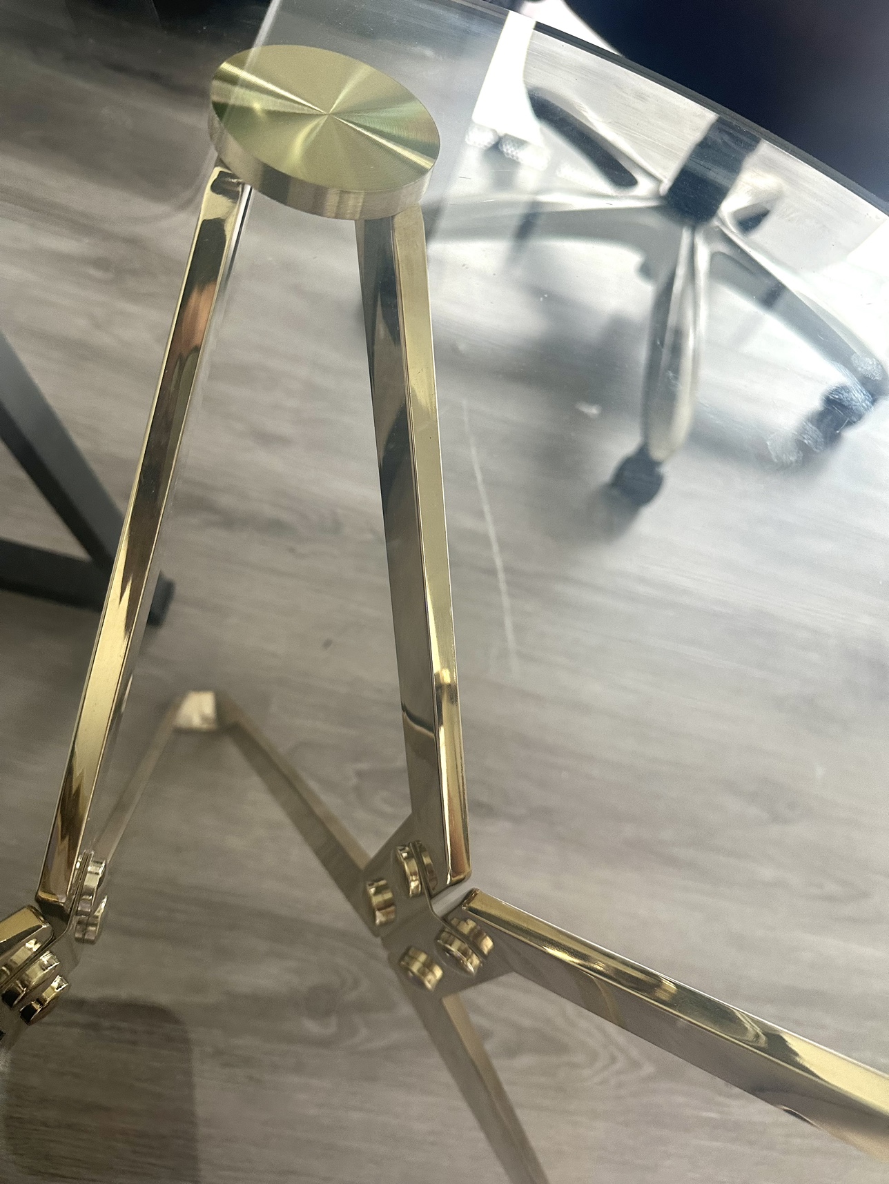Round Glass Table Gold Accents - photo 3