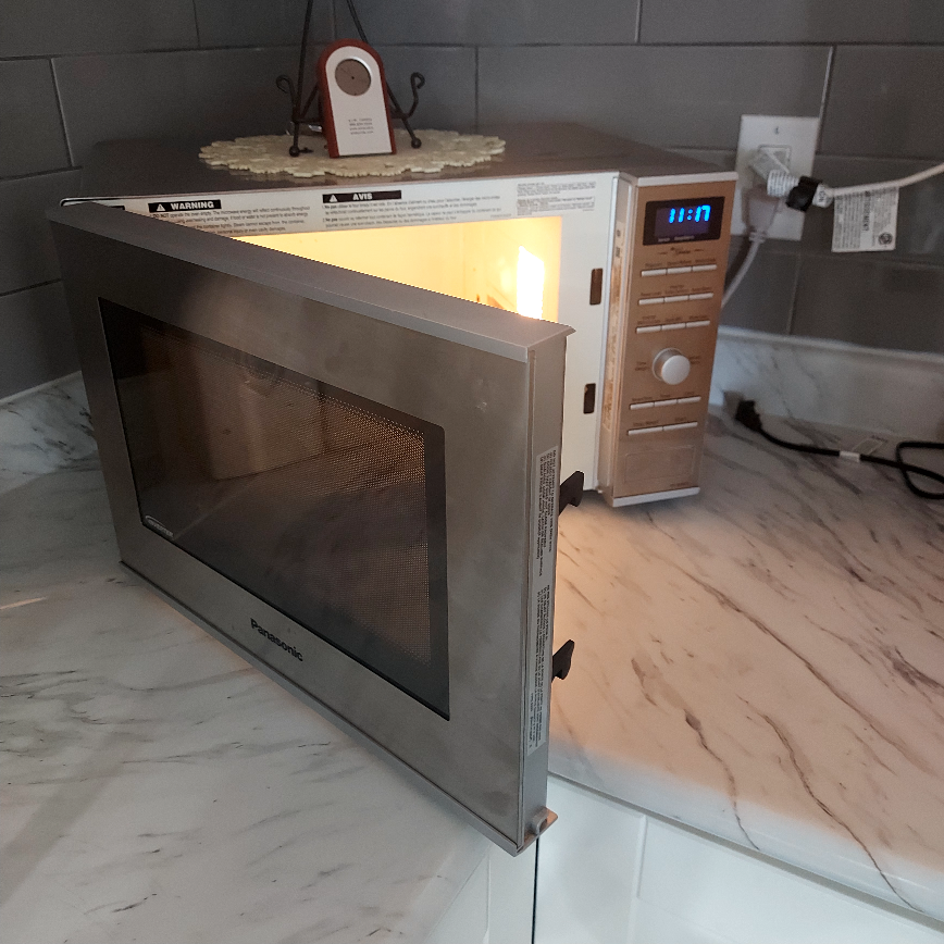 Stained steel microwave