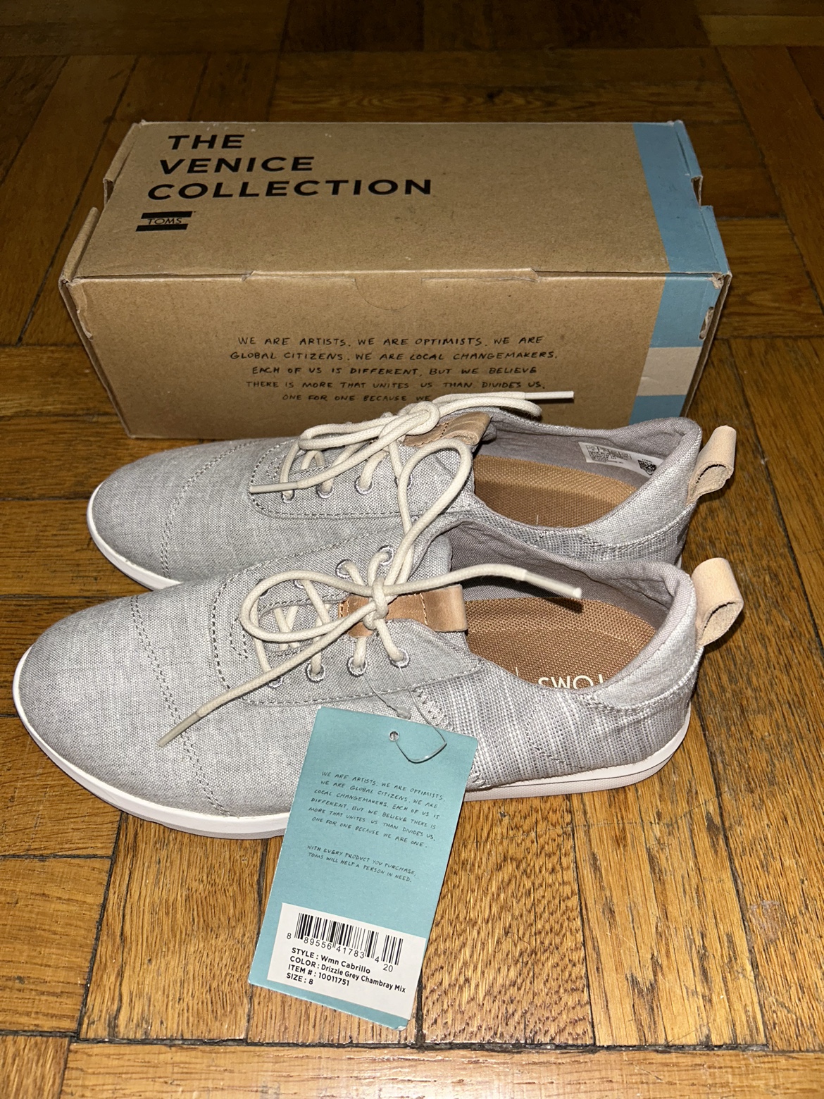 TOMS Women’s Cabrillo Grey Chambray Sneakers NEW SZ 8 ⚽️ image indicator(2)