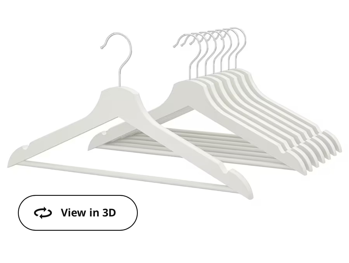 Ikea clothes rack with 8 white hangers - photo 3