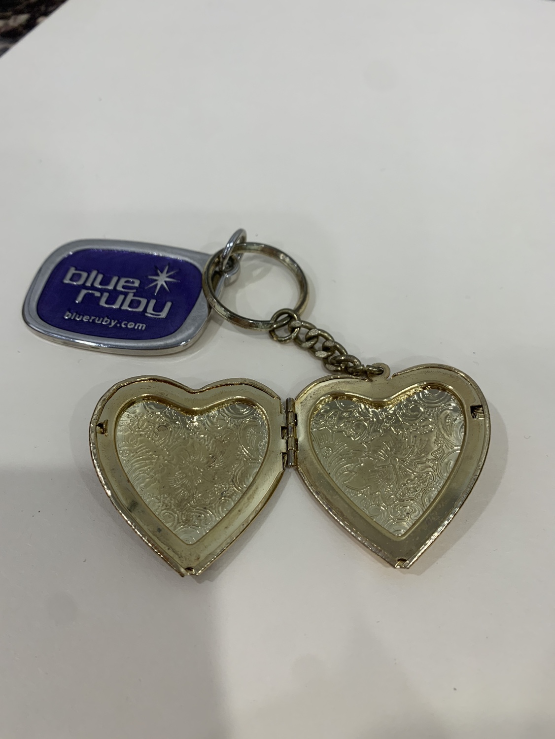 Blue Ruby Heart Locket Keychain #freecycle - photo 2