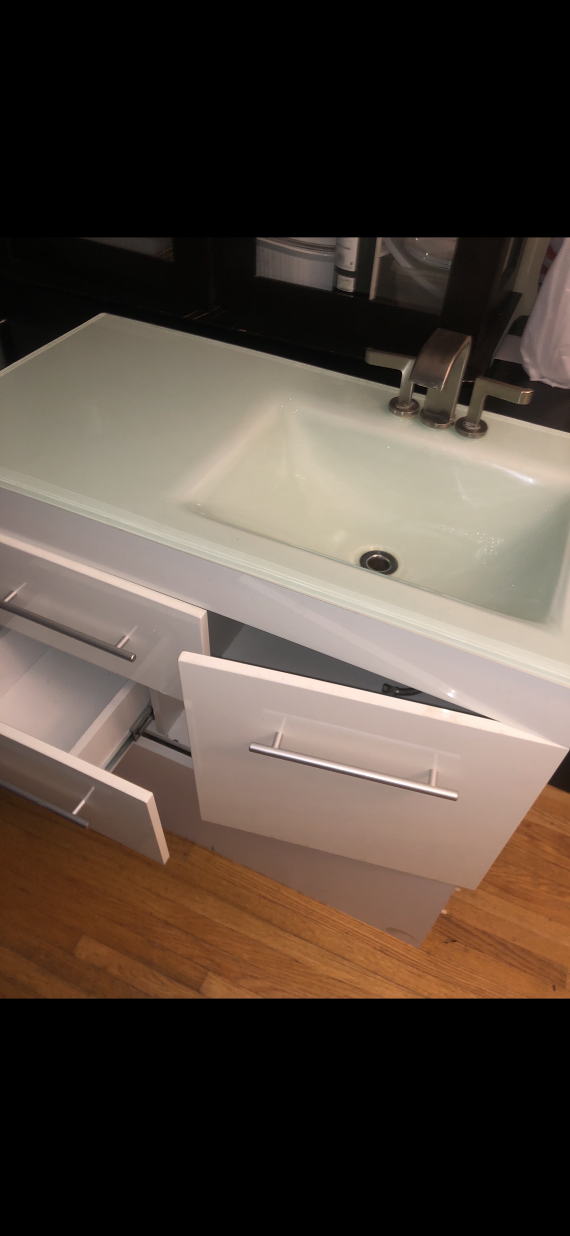 Bathroom Vanity with glass top and sink  (Floating/wall mounted) - photo 5