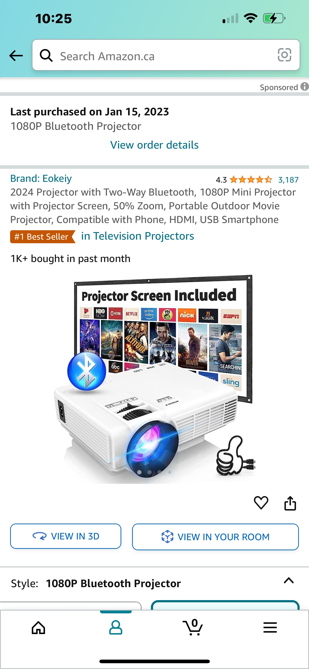 Projector with screen