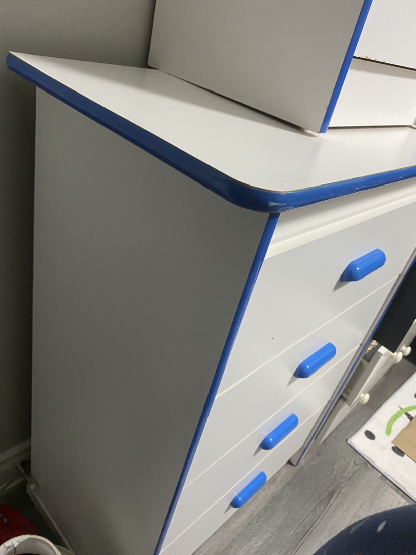 cabinet 4 drawers, white and blue - photo 2