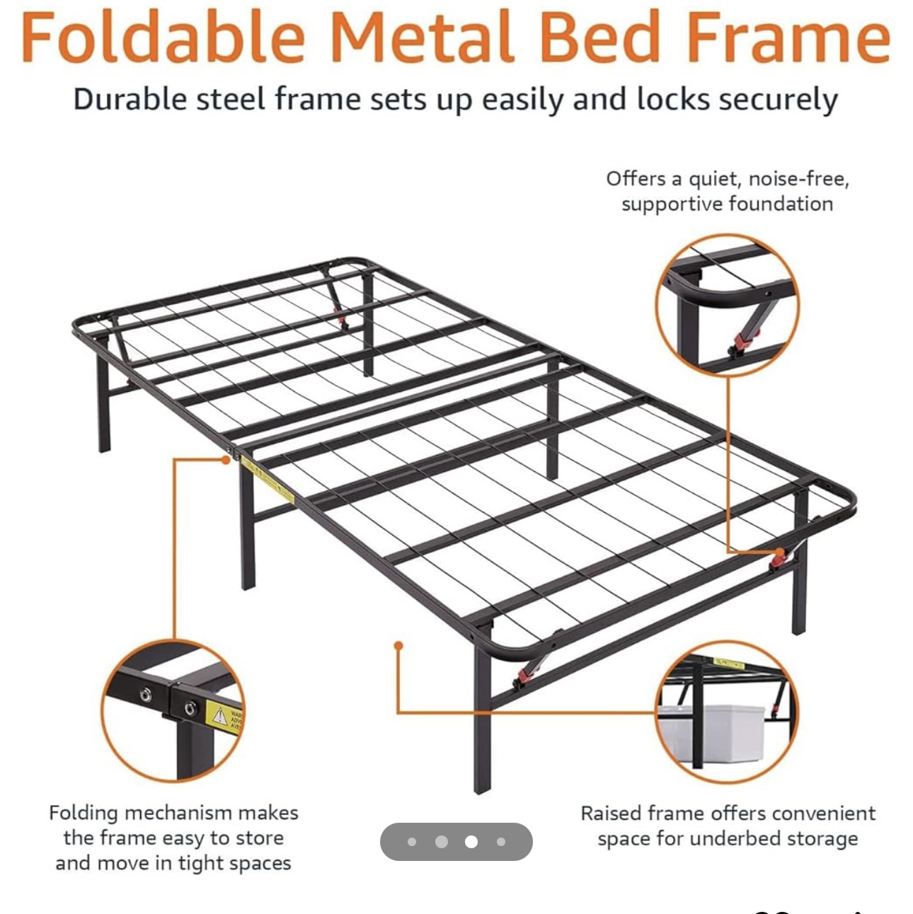 Foldable Metal Bed Frame $40 each….. I have 4 beds