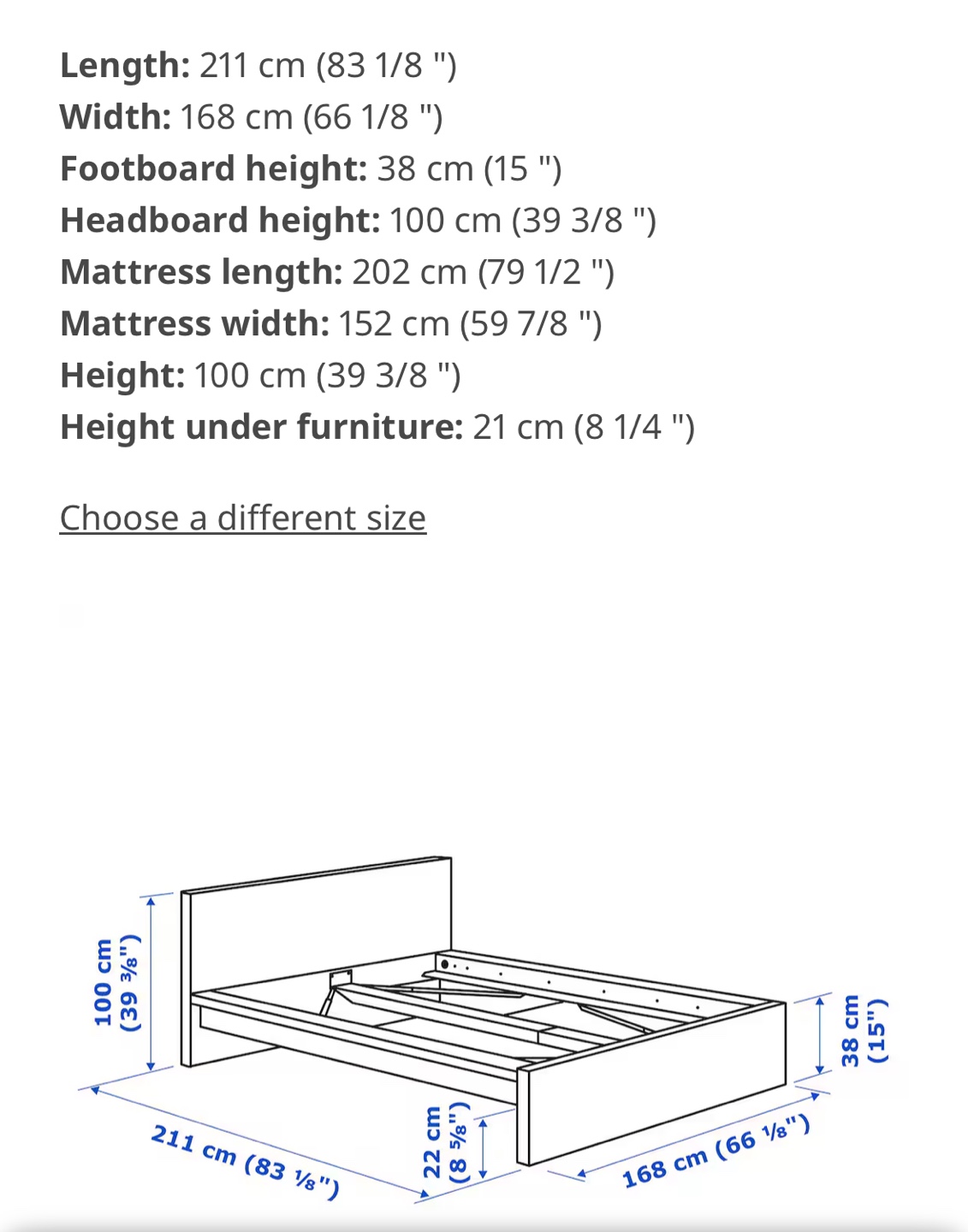 Bed frame, high, black-brown, Queen and mattress including - photo 3