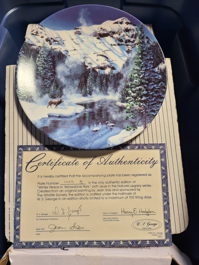 W.S. George "Winter Peace in Yellowstone Park" Collector Plate