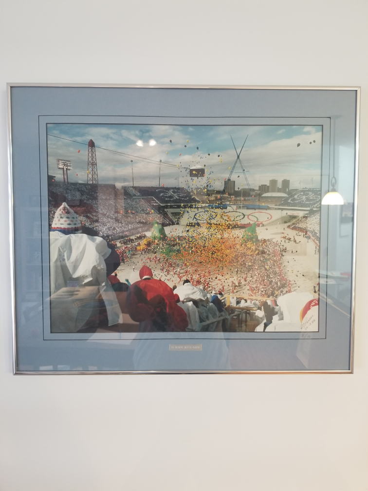 Framed print of R. Roscoe photograph of '88 Winter Olympic Games